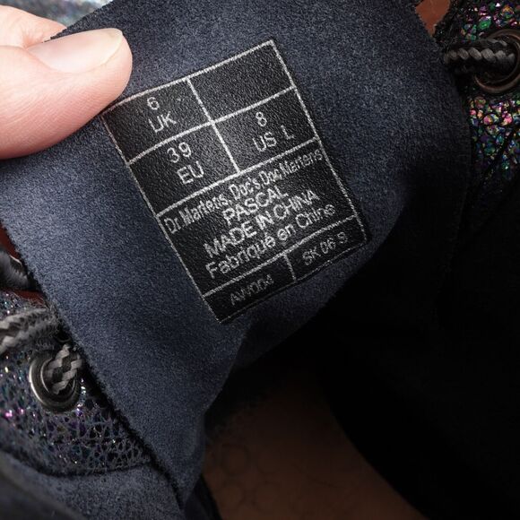 Dr. Martens Combat Boots Womens SZ 8 Gray Iridescent Pascal Lace Up 8 Eye Casual - Picture 13 of 16